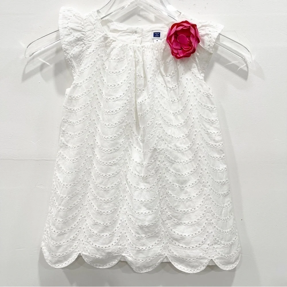 Janie and Jack White Crochet Lace Dress Size 4 Cotton
